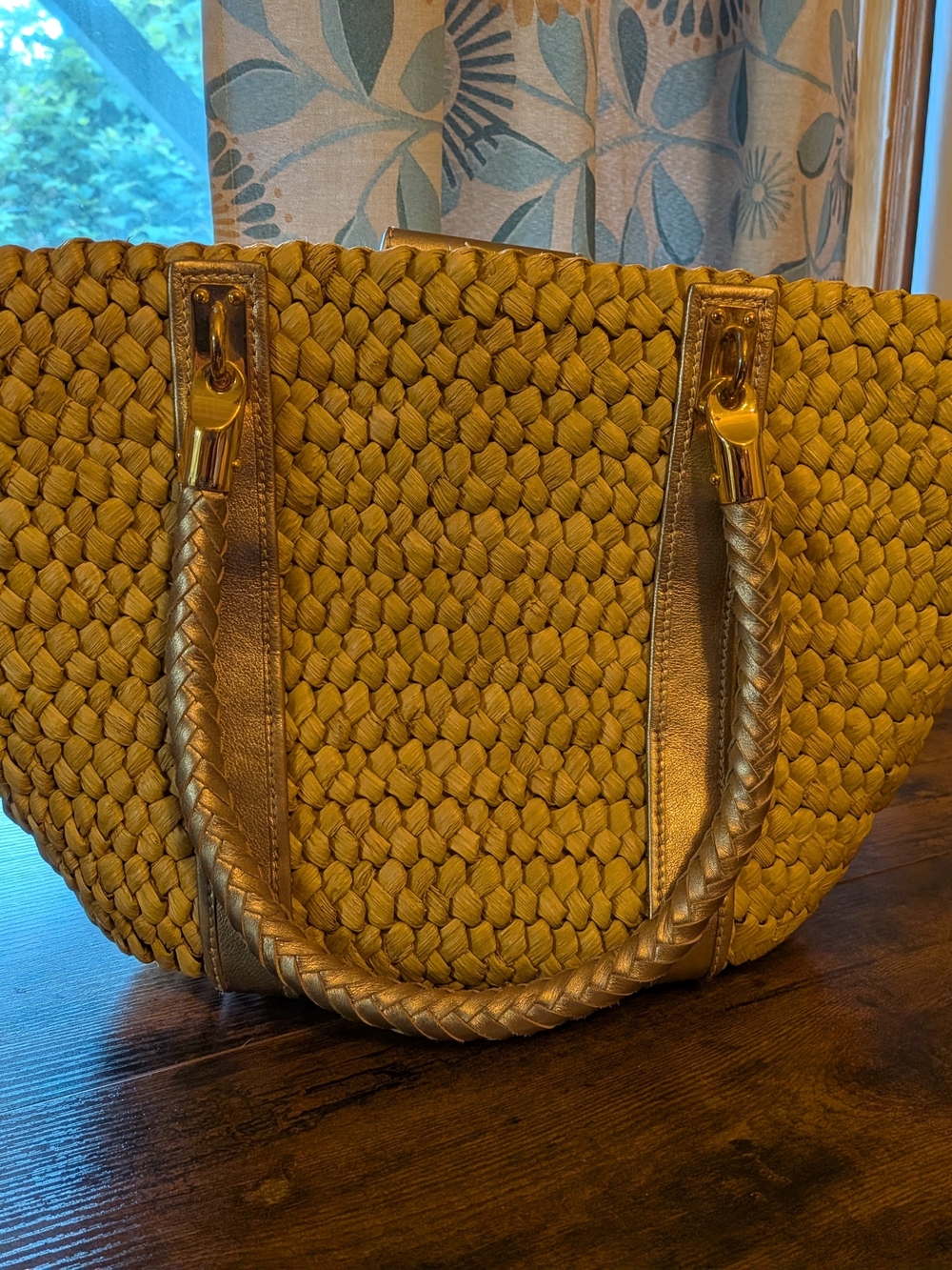 MICHAEL Michael Kors Raffia Tote With Metallic Handles